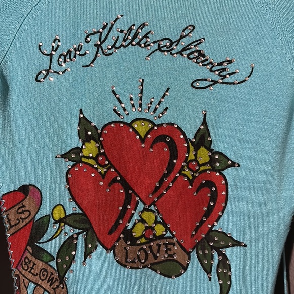 Y2K Ed Hardy Rhinestone Hoodie - Picture 3 of 8